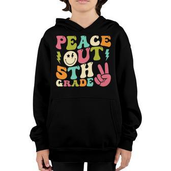 Peace Out 5Th Grade Groovy Graduation Last Day Of School Youth Hoodie - Thegiftio UK