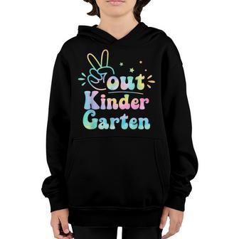 Peace Out Kindergarten Tie Dye Last Day Of School Kids Youth Hoodie - Thegiftio UK