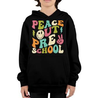 Peace Out Preschool Groovy Graduation Last Day Of School Youth Hoodie | Mazezy