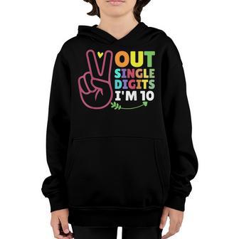 Peace Out Single Digits Im 10 Year Old 10Th Birthday Girl Youth Hoodie - Thegiftio UK