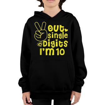 Peace Out Single Digits Im 10 Year Old 10Th Birthday Girl Youth Hoodie - Thegiftio UK