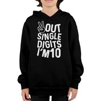 Peace Out Single Digits Im 10 Year Old 10Th Birthday Girl Youth Hoodie - Thegiftio UK