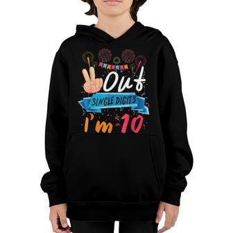 Peace Out Single Digits Im 10 Year Old 10Th Birthday Girl Youth Hoodie - Thegiftio UK