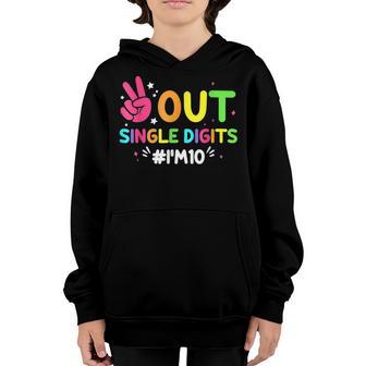 Peace Out Single Digits Im 10 Year Old 10Th Birthday Girl Youth Hoodie - Thegiftio UK