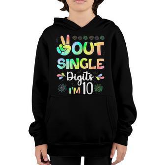 Peace Out Single Digits Im 10 Year Old 10Th Birthday Girl Youth Hoodie - Thegiftio UK