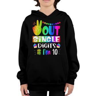 Peace Out Single Digits Im 10 Year Old 10Th Birthday Girl Youth Hoodie - Thegiftio UK