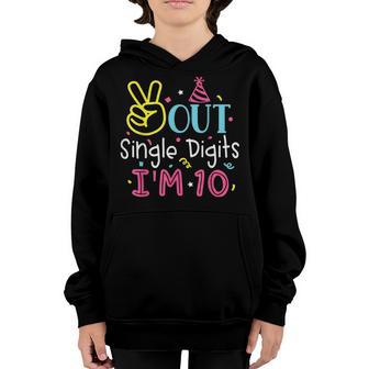 Peace Out Single Digits Im 10 Year Old 10Th Birthday Girl Youth Hoodie - Thegiftio UK