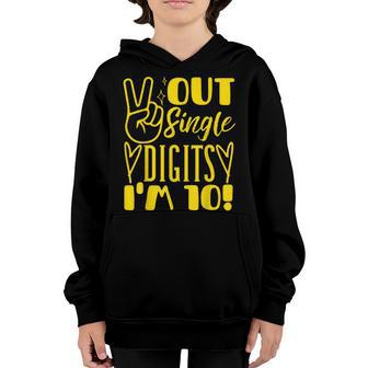 Peace Out Single Digits Im 10 Year Old 10Th Birthday Girl Youth Hoodie - Thegiftio UK