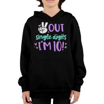 Peace Out Single Digits Im 10 Year Old 10Th Birthday Girl Youth Hoodie - Thegiftio UK