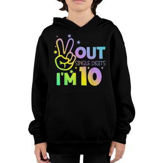 Peace Out Single Digits Im 10 Year Old 10Th Birthday Girl Youth Hoodie - Thegiftio UK