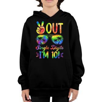 Peace Out Single Digits Im 10 Year Old 10Th Birthday Girl Youth Hoodie - Thegiftio UK