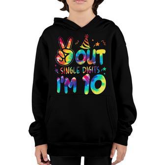 Peace Out Single Digits Im 10 Year Old 10Th Birthday Girl Youth Hoodie - Thegiftio UK