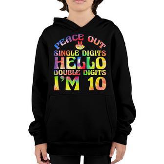 Peace Out Single Digits Im 10 Year Old 10Th Birthday Girl Youth Hoodie - Thegiftio UK