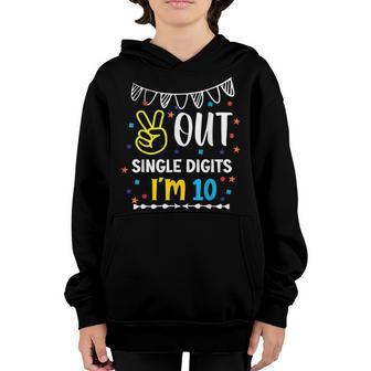 Peace Out Single Digits Im 10 Year Old 10Th Birthday Girl Youth Hoodie - Thegiftio UK