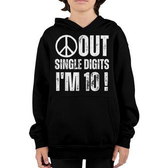 Peace Out Single Digits Im 10 Year Old 10Th Birthday Girl Youth Hoodie - Thegiftio UK