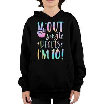 Peace Out Single Digits Im 10 Year Old 10Th Birthday Girl Youth Hoodie - Thegiftio UK