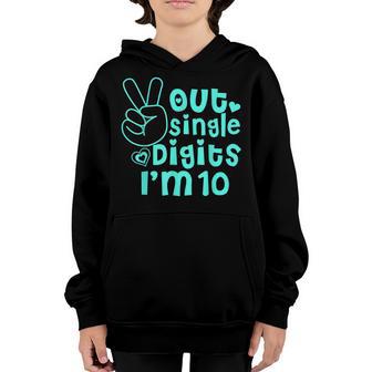 Peace Out Single Digits Im 10 Year Old 10Th Birthday Girl Youth Hoodie - Thegiftio UK