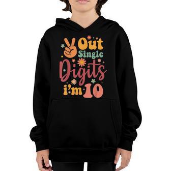 Peace Out Single Digits Im 10 Year Old 10Th Birthday Girl Youth Hoodie - Thegiftio UK