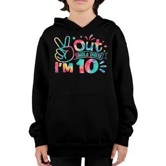 Peace Out Single Digits Im 10 Year Old 10Th Birthday Girl Youth Hoodie - Thegiftio UK