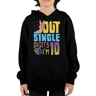 Peace Out Single Digits Im 10 Year Old 10Th Birthday Girl Youth Hoodie - Thegiftio UK