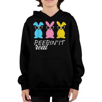 Peepin It Real Easter Bunnies Cool Boys Girls Kids Toddler Youth Hoodie - Thegiftio UK