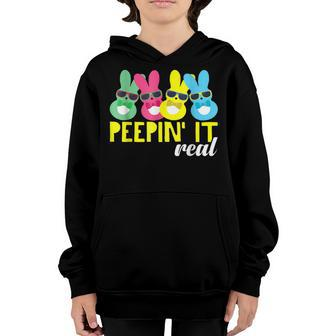 Peepin It Real Easter Bunnies Cool Boys Girls Toddler Kids Youth Hoodie | Mazezy