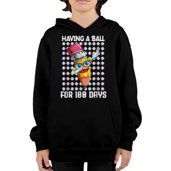 Pen Makes Dabbing School Outfit Having A Ball For 100 Days Youth Hoodie - Thegiftio UK