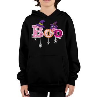 Pink Boo Spider Witch Hat Cute Scary Halloween Girls Women V2 Youth Hoodie - Thegiftio UK
