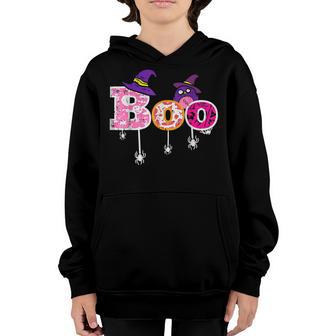 Pink Boo Spider Witch Hat Cute Scary Halloween Womens Girls Youth Hoodie - Thegiftio UK