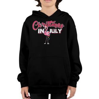 Pink Flamingo In Santa Hat Vacation Christmas In July Girl Youth Hoodie - Thegiftio UK