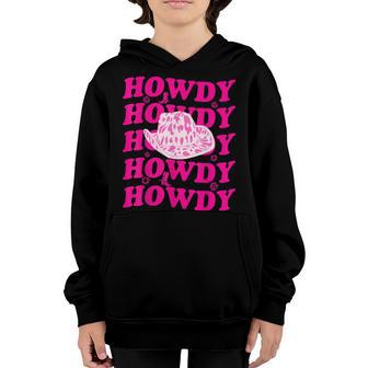 Pink Leopard Print Cowboy Hat Howdy Western Country Cowgirl V2 Youth Hoodie - Thegiftio UK