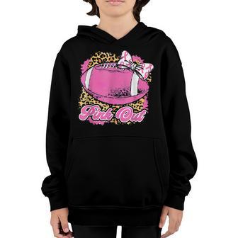 Pink Out Football Tackle Breast Cancer Warrior Girls Leopard V2 Youth Hoodie - Thegiftio UK