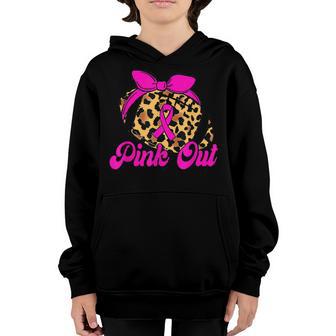 Pink Out Football Tackle Breast Cancer Warrior Girls Leopard Youth Hoodie - Thegiftio UK