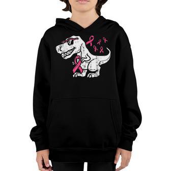 Pink Ribbon Dinosaurs Breast Cancer Awareness T Rex Boy Youth Hoodie - Thegiftio UK