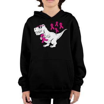 Pink Ribbon T-Rex Kids Breast Cancer Awareness Boys Toddler Youth Hoodie - Thegiftio UK