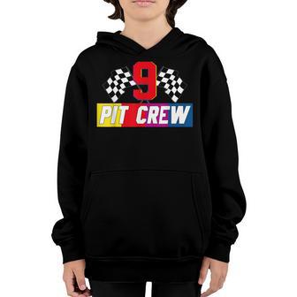 Pit Crew 9Th Birthday Boy 9 Toddler Racing Car Driver Youth Hoodie - Thegiftio UK