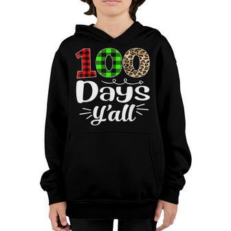 Plaid 100 Days Yall Happy 100Th Day Of School Leopard Youth Hoodie - Thegiftio UK
