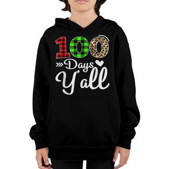 Plaid 100 Days Yall Happy 100Th Day Of School Leopard Youth Hoodie - Thegiftio UK