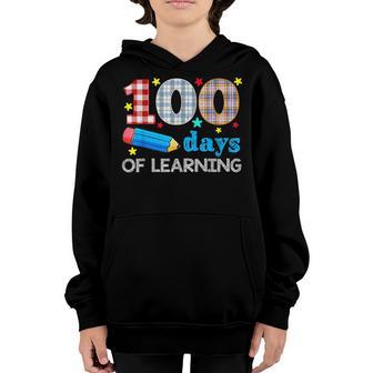Plaid Pattern Student 100Th Day Learning 100 Days Of School Youth Hoodie - Thegiftio UK