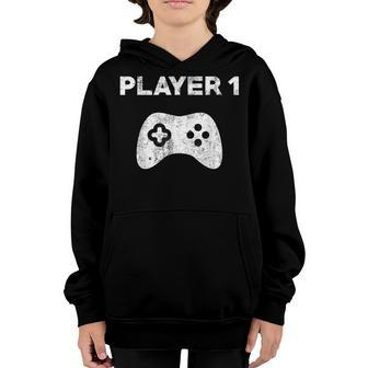 Player 1 Family Matching Player 1 Player 2 Gamers Couples Youth Hoodie - Thegiftio UK