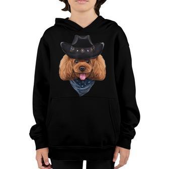Playful Toy Poodle Dog In Cowboy Hat And Bandana Youth Hoodie - Thegiftio UK