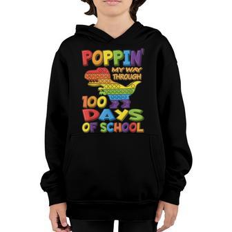 Poppin My Way Through 100 Days Of School - Pop It Dinosaur Youth Hoodie - Thegiftio UK