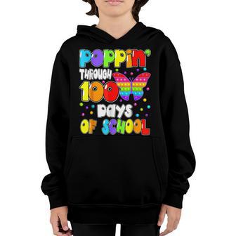 Poppin Trough 100 Days Of School Butterfly Fidget Toy Pop It Youth Hoodie - Thegiftio UK