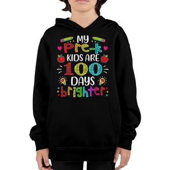 Pre-K Teacher 100 Days Brighter 100Th Day Of School Gift Youth Hoodie - Thegiftio UK
