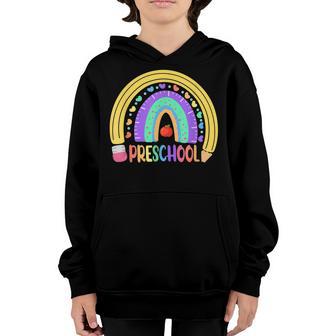 Preschool Rainbow 100 Days Of School Back To School Youth Hoodie - Thegiftio UK