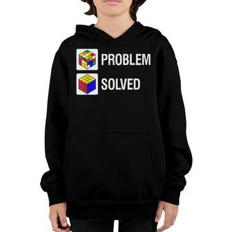 Problem Solved Competitive Puzzle Funny Speed Cubing Kids Youth Hoodie - Thegiftio UK