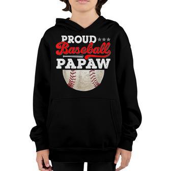 Proud Baseball Papaw Ball Vintage Fathers Day Game Day Youth Hoodie - Thegiftio UK