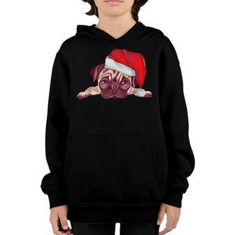 Pug Santa Christmas Tree Lights Xmas Boys Pugmas Dog Dogmas Youth Hoodie - Thegiftio UK