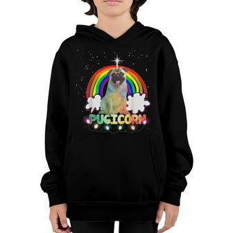 Pugicorn Pug Unicorn T Girls Kids Space Galaxy Rainbow Youth Hoodie - Seseable
