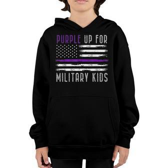 Purple Up Military Child Month 2023 Usa Flag Military Kids Youth Hoodie - Seseable